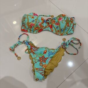 Luli Fama Multicolor Bikini with Gold Accents